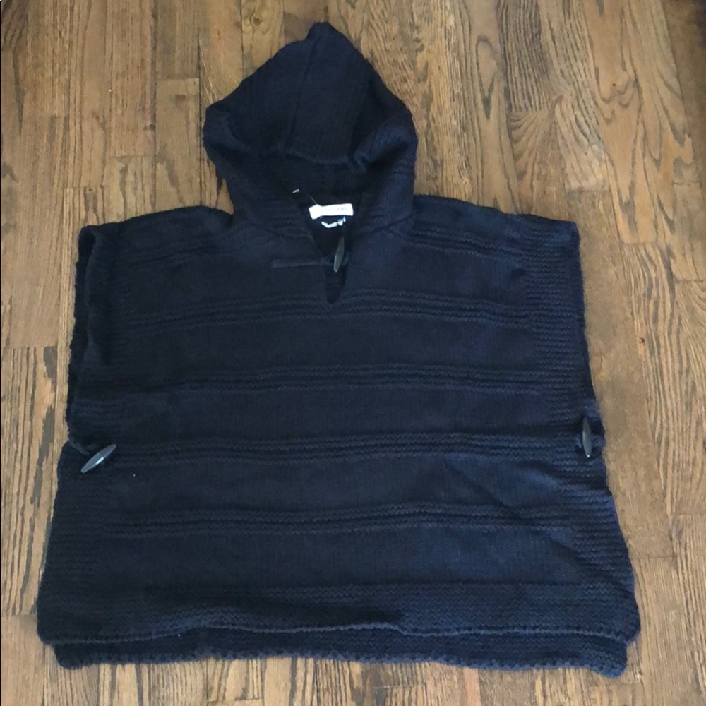 Isabel Marant Black Hooded Sweater Poncho 36/S